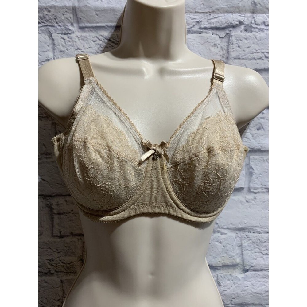 Wacoal Underwire Retro Chic Unlined Full Coverage Bra Beige Nude Size 34C #B1029